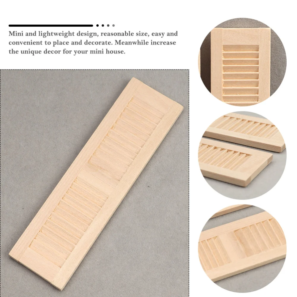 2Pcs Decorative Mini Furniture Wooden Doll Shutters Wear-resistant Miniature Shutters