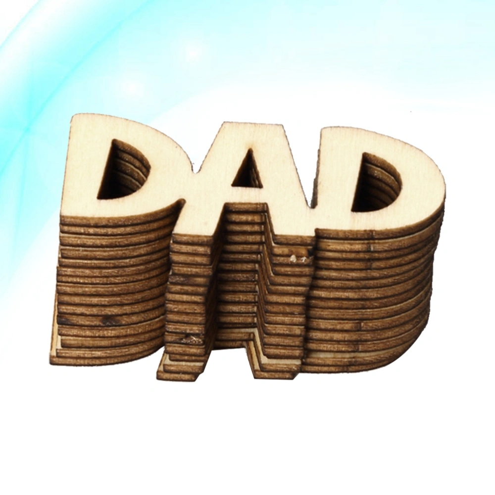 15pcs Father's Day Wooden Piece Decor Prop Dad Wood Piece for Party Home