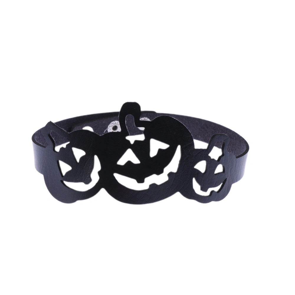 Halloween Leather Hollow Pumpkin Necklace Trendy Choker Dancing Party Cosplay Neck Pendant Unique Clavicle Charm Jewelry (Black)