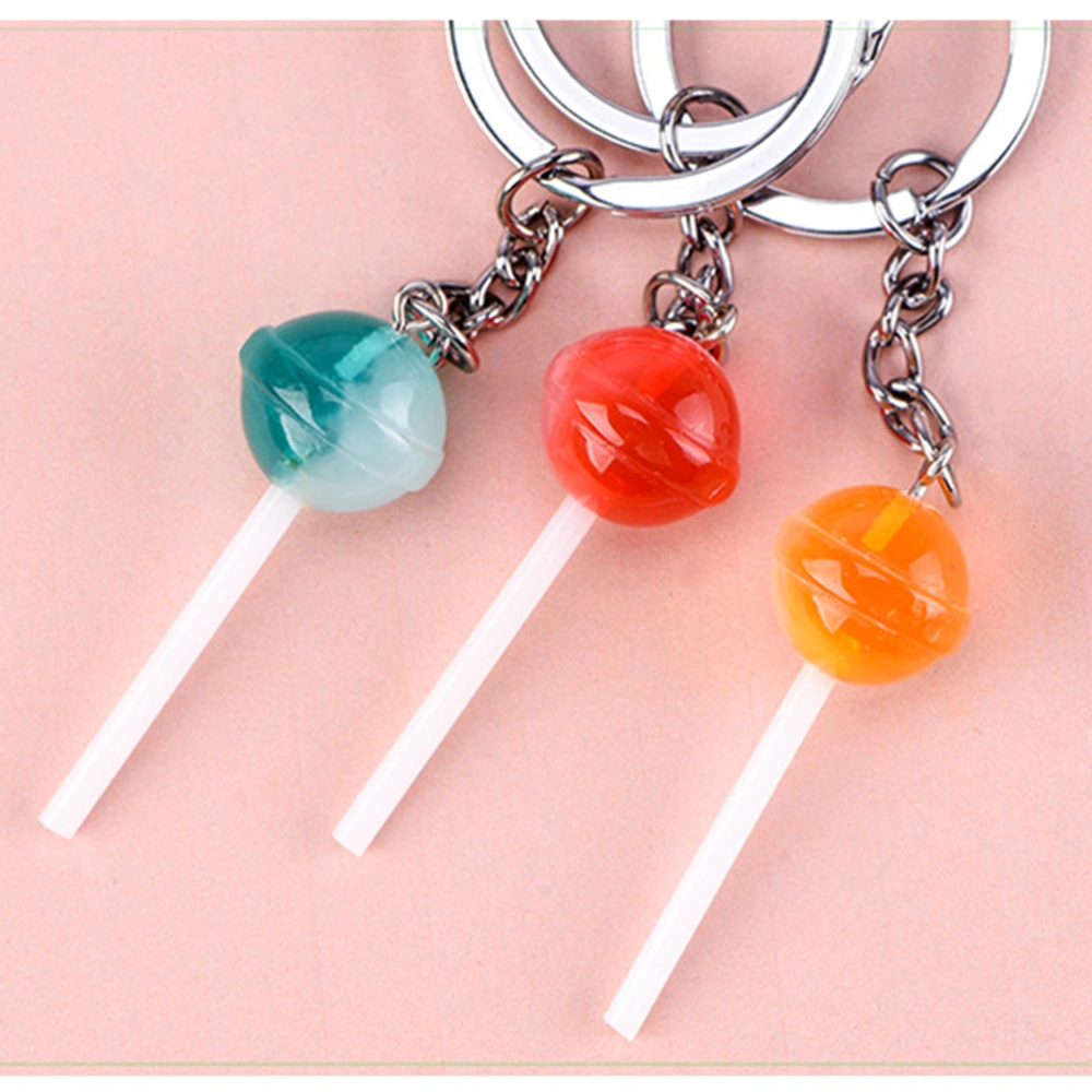 5PCS Micro Landscape Resin Decoration Candy Simulation Lollipop Keychain Pendant Bonsai Flavor Decoration (Red + Pink + Yellow + Blue + Coffee)