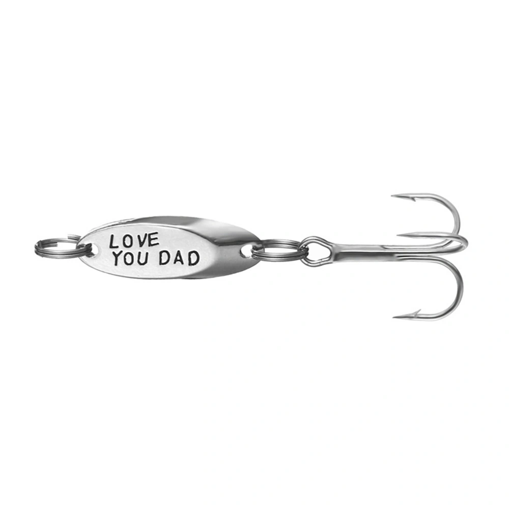 Stainless Steel Fish Hook Guitar Pick Decor Fish Lure Bait Hard Fake Bait Triple Hooks Tackle Accessories for Outdoor Fishing (Love You Dad Pattern)