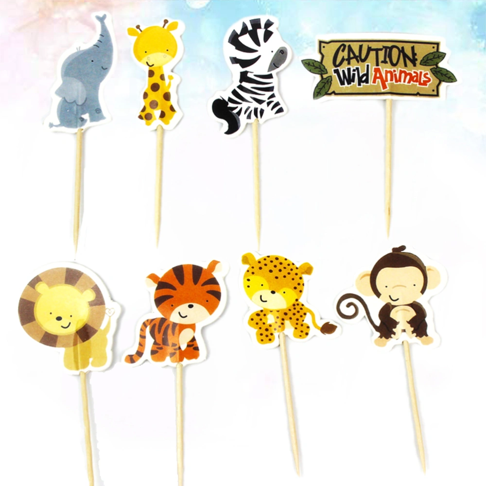 24pcs Animal Cake Toppers Cupcake Decoration Cake Picks for Kids Baby Shower Birthday Party