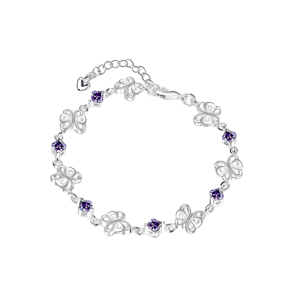 Fashionable Bracelet with Multi-faceted Crystal Charm Silver-plated Charm Bracelet with Extender