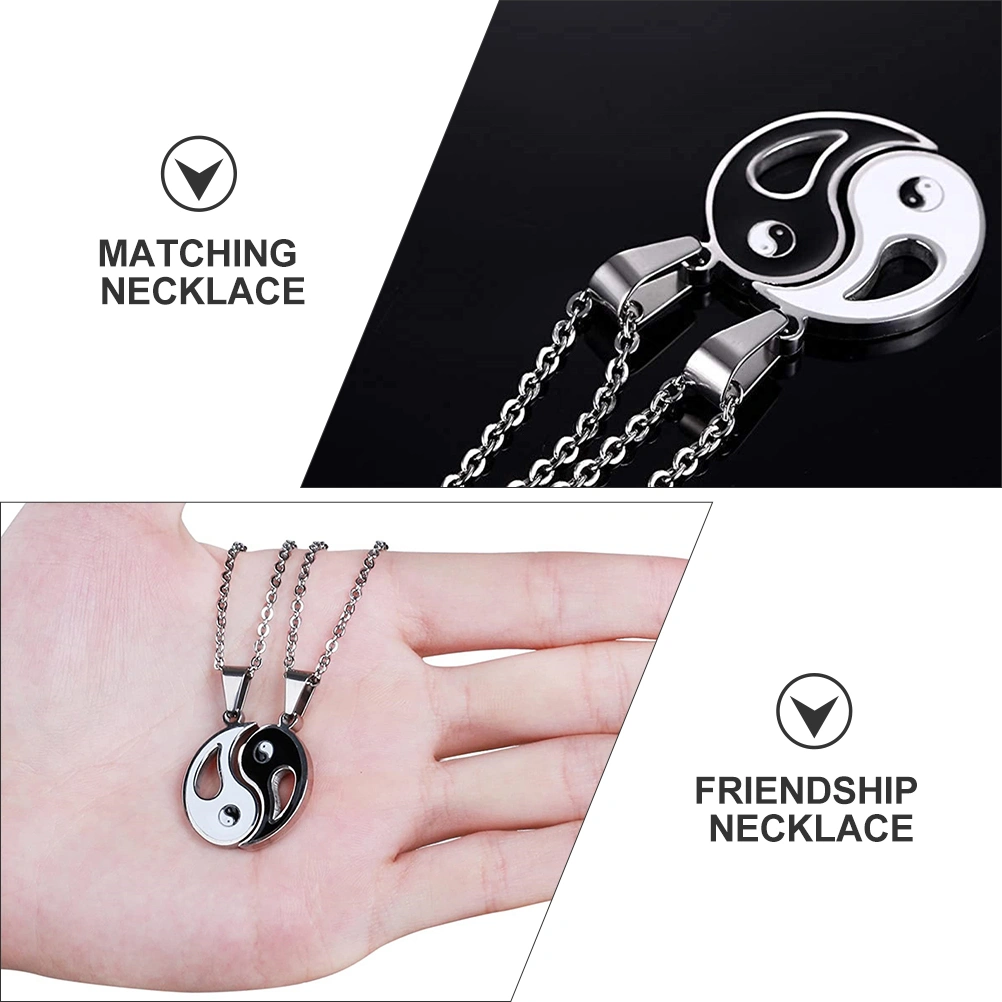 1 Pair Yin Yang Pendant Matching Necklace Puzzle Necklaces Jewelry Gift
