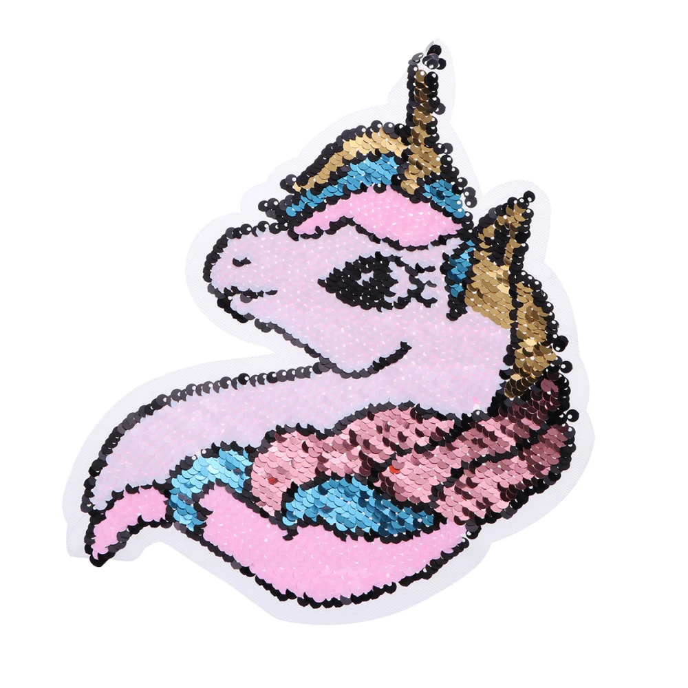 Large Rainbow Unicorn Clothing Patch Sticker Reversible Sequin Patch Hole Filling Patch Accessory