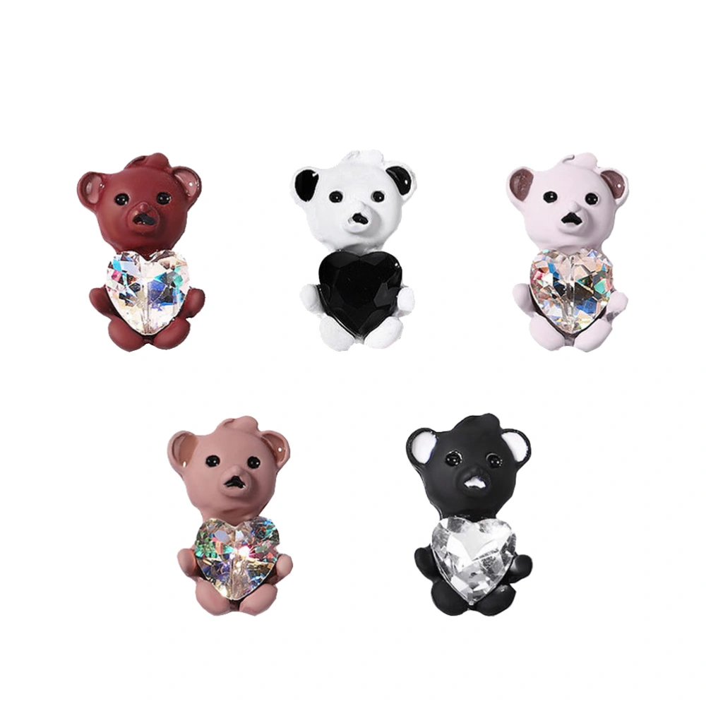 5pcs Nail Art Decor Accessories Lovely Bear Modeling Manicure Decor Accessories