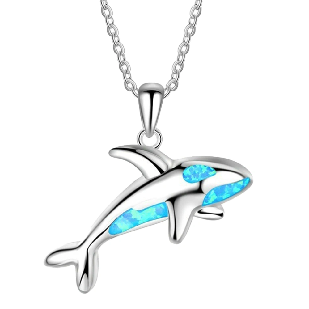 1Pc Decorative Necklace Delicate Necklace Dolphin Shaped Pendant Necklace (Blue)