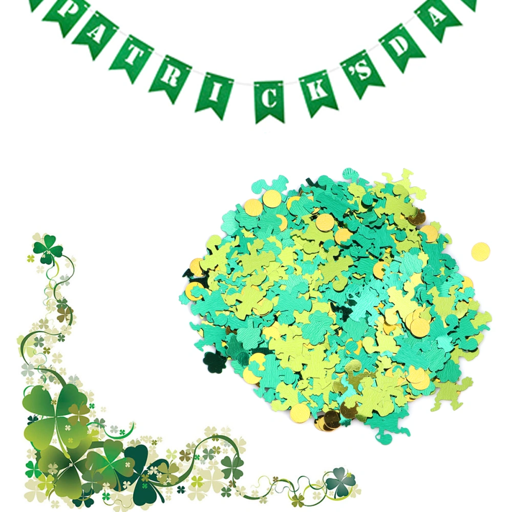 15g St. Patrick's Day Confetti Small Sequins Sparkle Decor for Party Wedding Birthday (Elf+Clover+Disc)