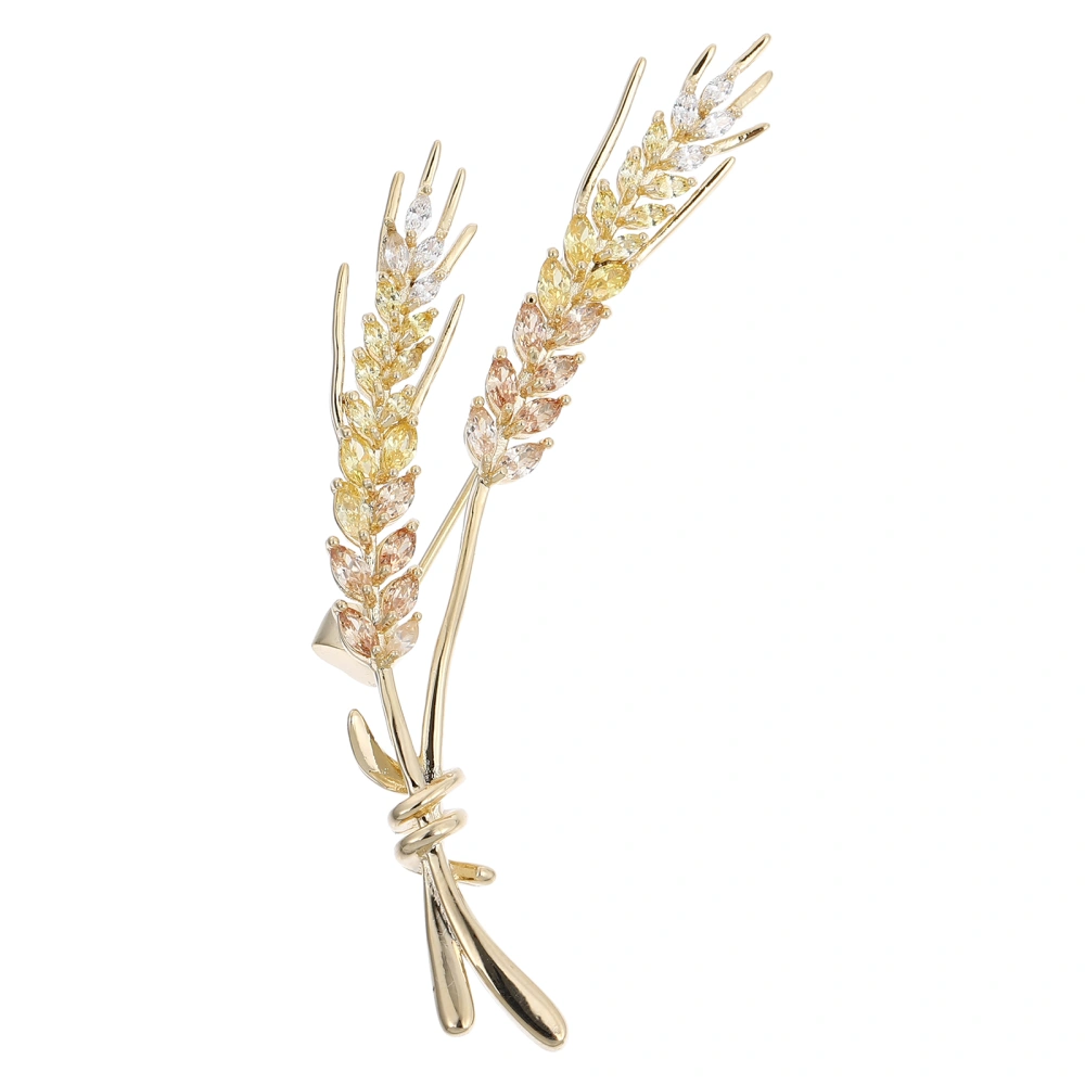 1Pc Fashionable Brooch Wheat Spike Shaped Corsage Delicate Breastpin (Golden)