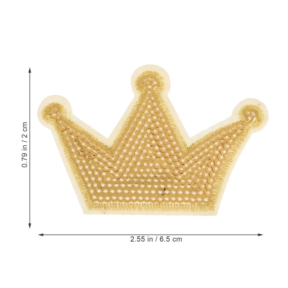 5Pcs Gold Crown Sequin Patches Beautiful Clothing Appliques Sewing Patches