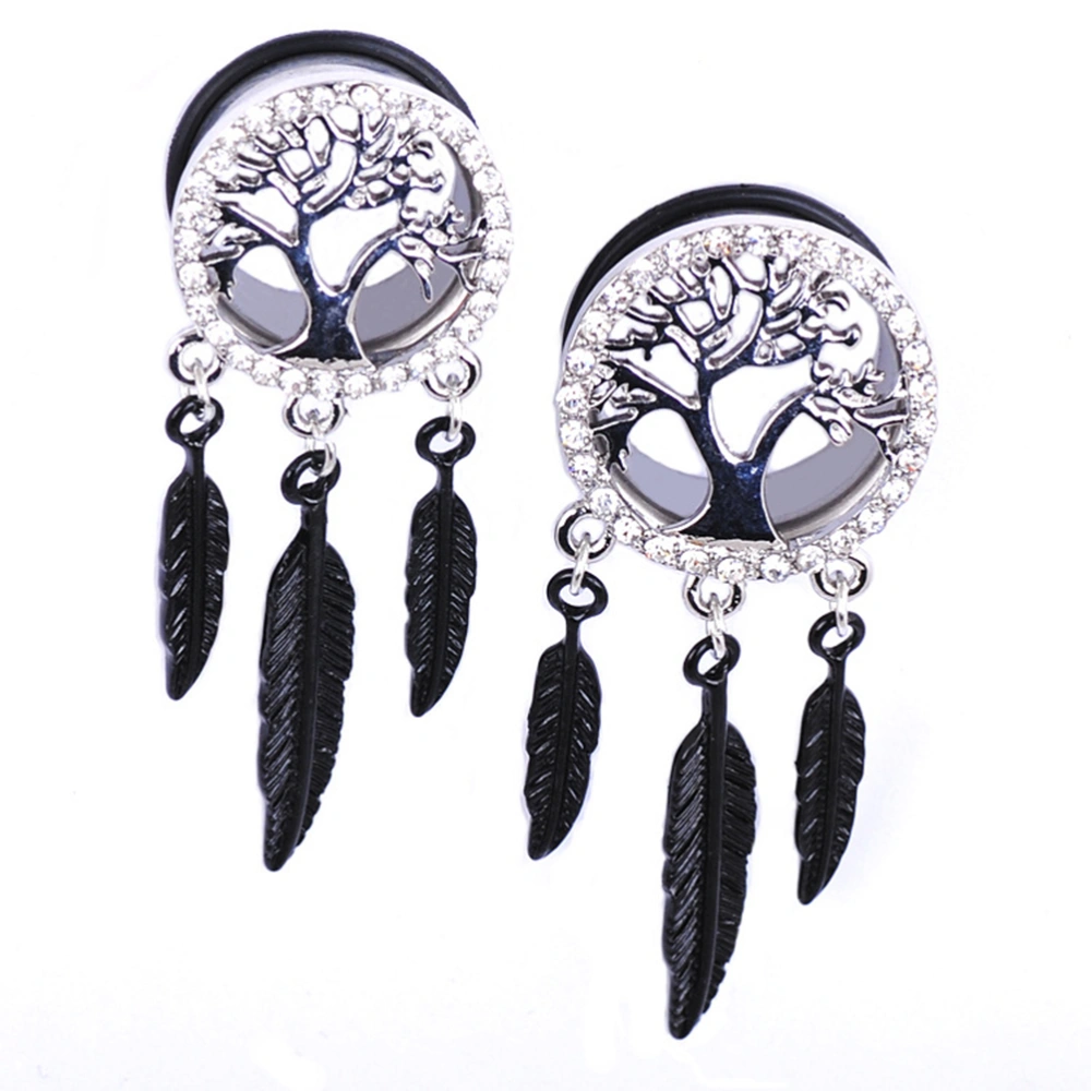 2pcs Tree Pattern Auricle Puncture Ear Expansions Alloy Ear Tunnel Plugs Ear Gauges Expanders Body Piercing Jewelry (10mm)