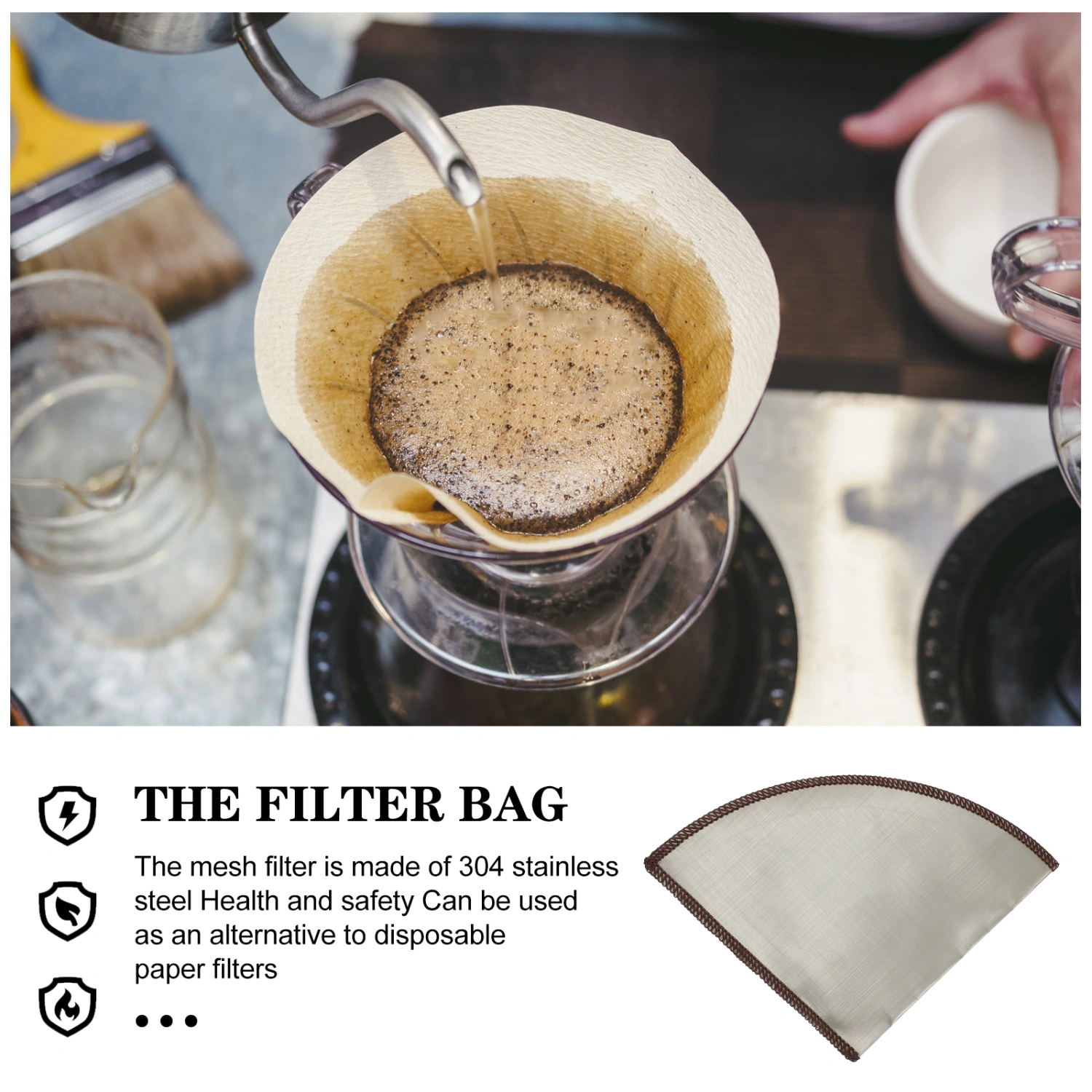 Stainless Steel Coffee Filter Reusable Coffee Cone Dripper Pour Over Coffee Filter Coffee Making Filter