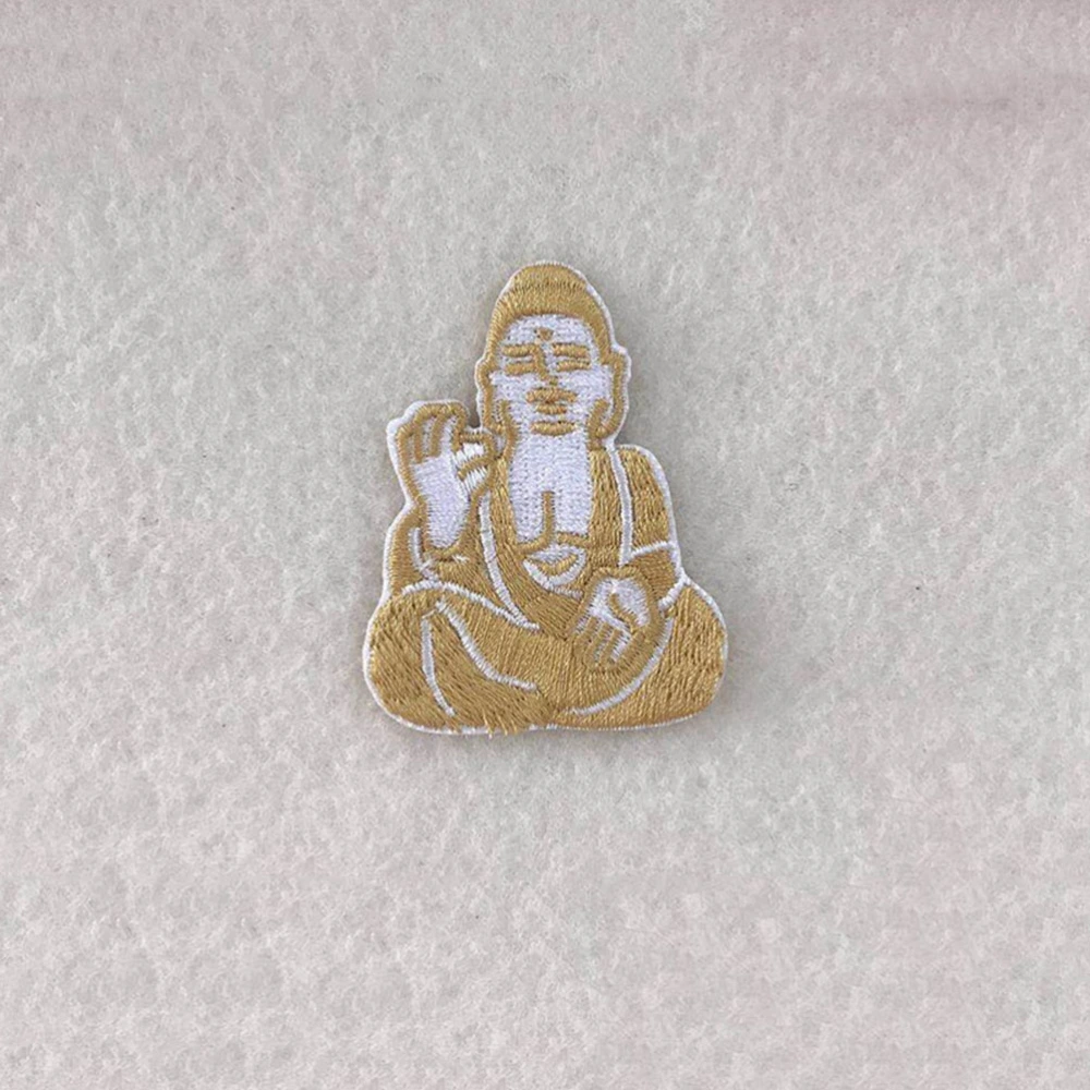 6pcs Embroider Sewing Patch Stitch Patch Embroider Buddha Shape Design for Decor (Golden)