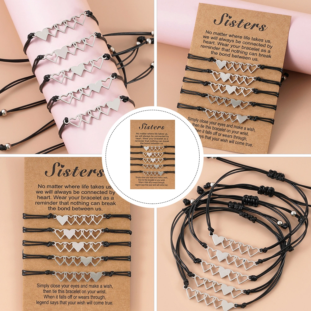 5pcs Hollow Heart Shaped Bracelet Friendship Bracelet Jewelry for Women