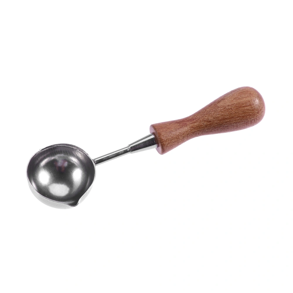 High-grade Stainless Steel Spoon Paint Spoon Sealing Wax Spoon Special for Seal with a Wood Handle (9.5x2.8cm)