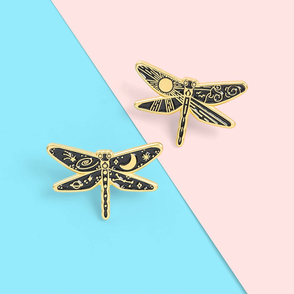 2PCS Cartoon Dragonfly Brooch Decor Sun Moon Dragonfly Breastpin Pin (2 Styles)