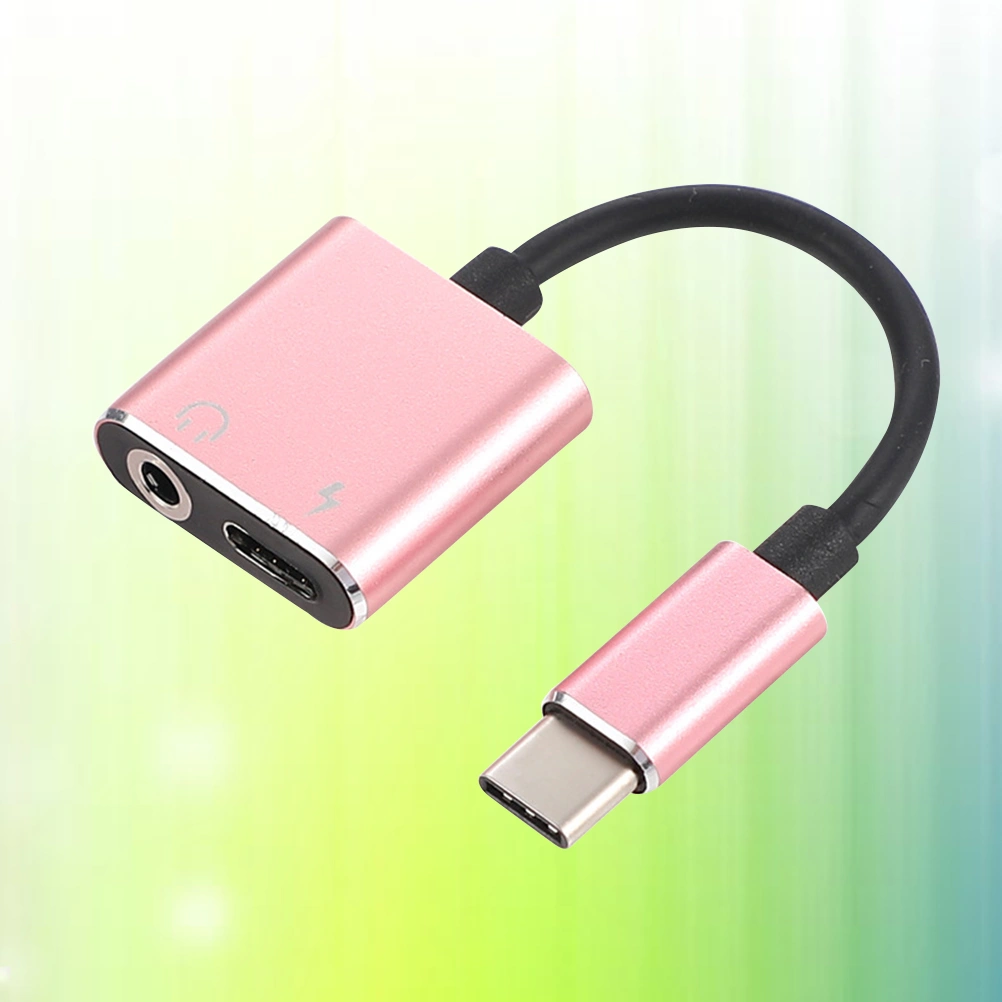 USB Type C to 3.5mm Audio Adapter Cable 2 In 1 Type-C to 3.5mm Jack Stereo Headphone Mic Adapter Aux Converter Charging Adapter for Pixel 2/2 XL/ Huawei/ HTC U11/ Pro and More (Rose Gold)