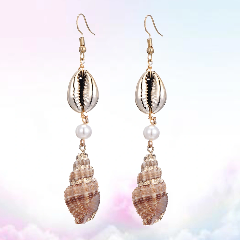 Shell Sea Snail Earrings Beautiful Elegant Decor Eardrop for Women Lady Female