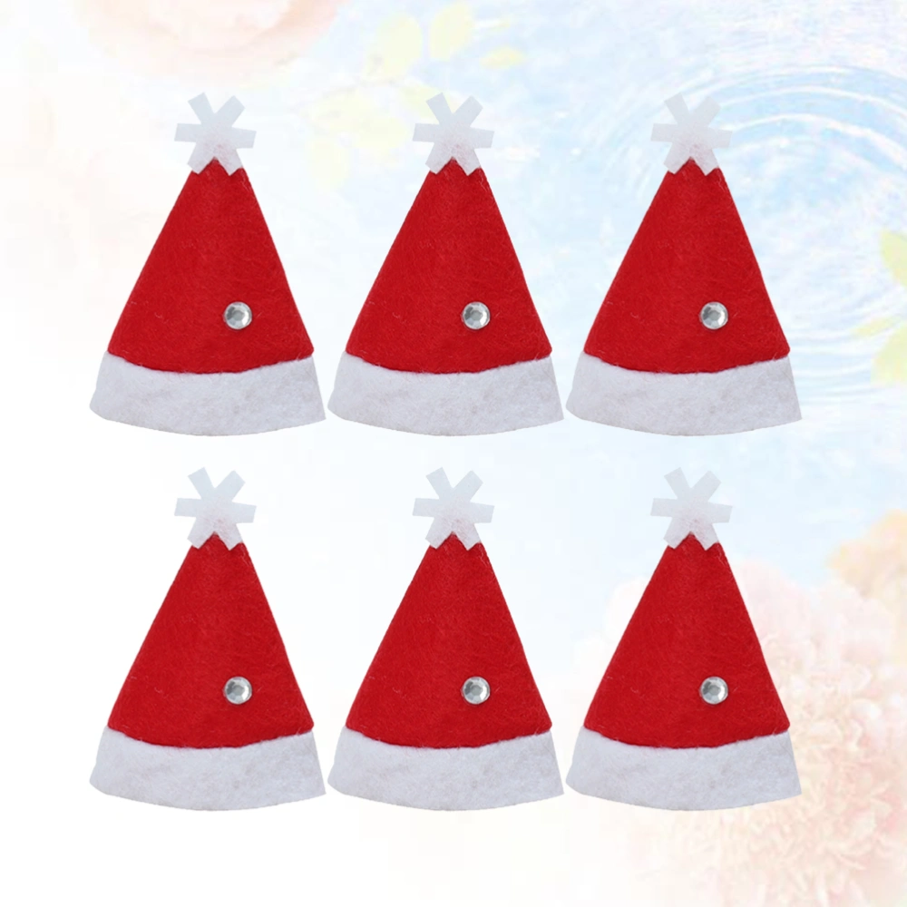 12pcs Mini Christmas Caps Lollipop Hats Decors Nonwoven Candy Packing Hats Christmas Supplies for Home Shop Store