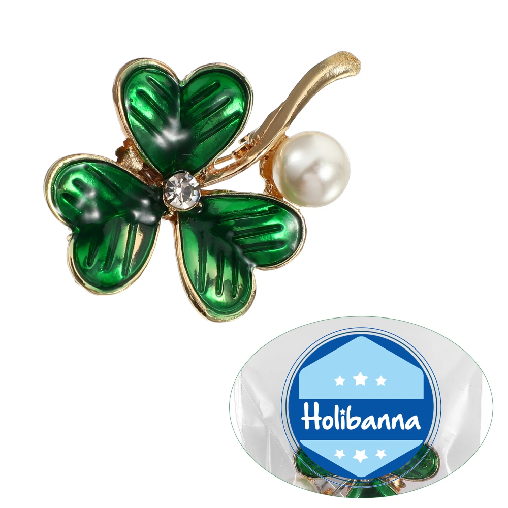 1pc Shamrock Brooch Clover Lapel Pin St. Patrick's Day Brooch Shamrock Ornament Women Jewelry