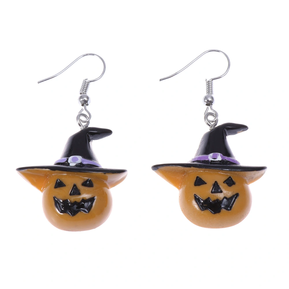 A Pair of Halloween Earrings Funny Ear Studs Exaggerated Personality Grimace Pumpkin with Hat Ear Hooks for Women Girls