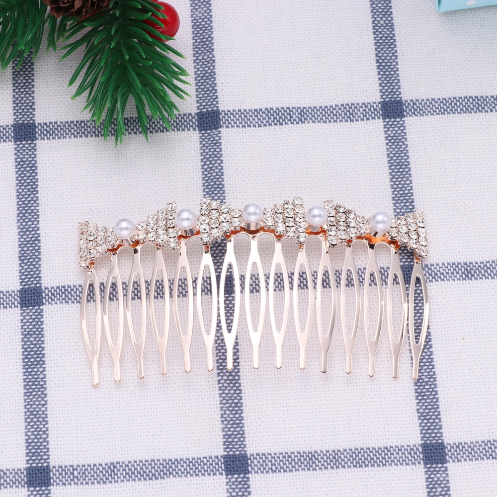 1PC Hair Comb Rhinestone Bowknot Headdress Alloy Manmade Pearl Bridal Insert Comb Hair Accessories