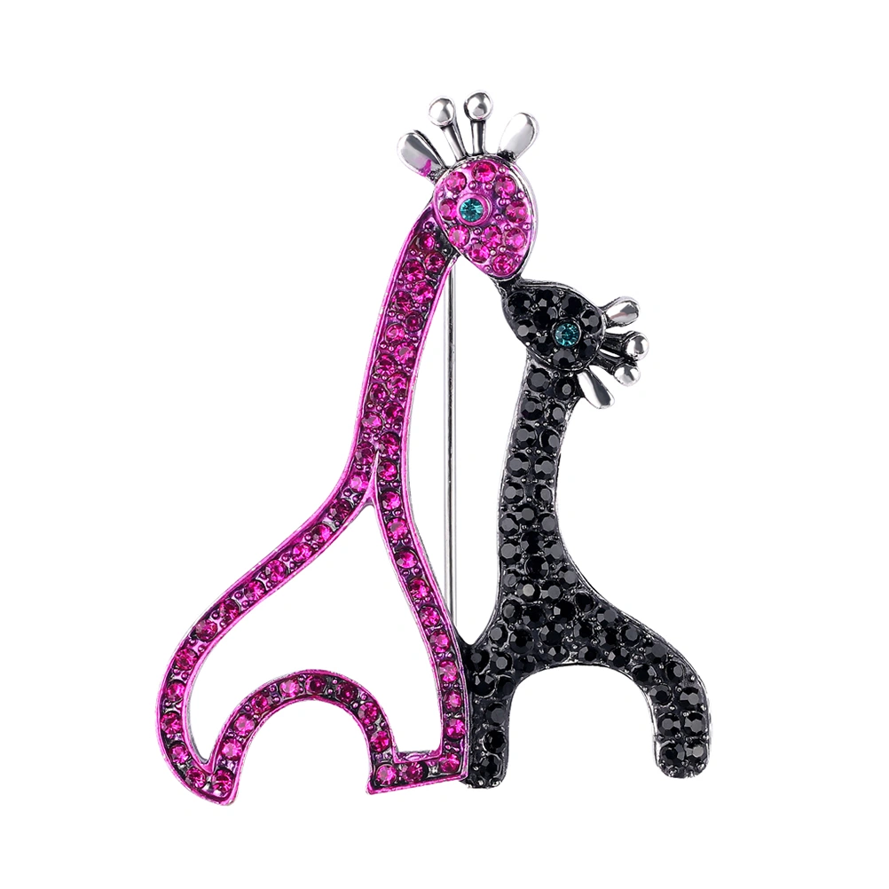 Fashion Temperament Alloy with Crystal Aanimal Purple Brooch Giraffe Sahped Brooch