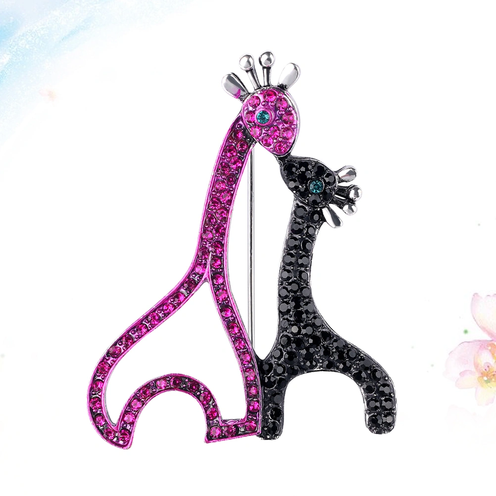 Fashion Temperament Alloy with Crystal Aanimal Purple Brooch Giraffe Sahped Brooch