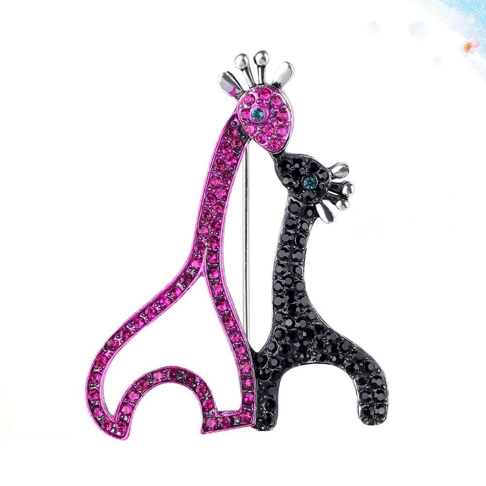 Fashion Temperament Alloy with Crystal Aanimal Purple Brooch Giraffe Sahped Brooch