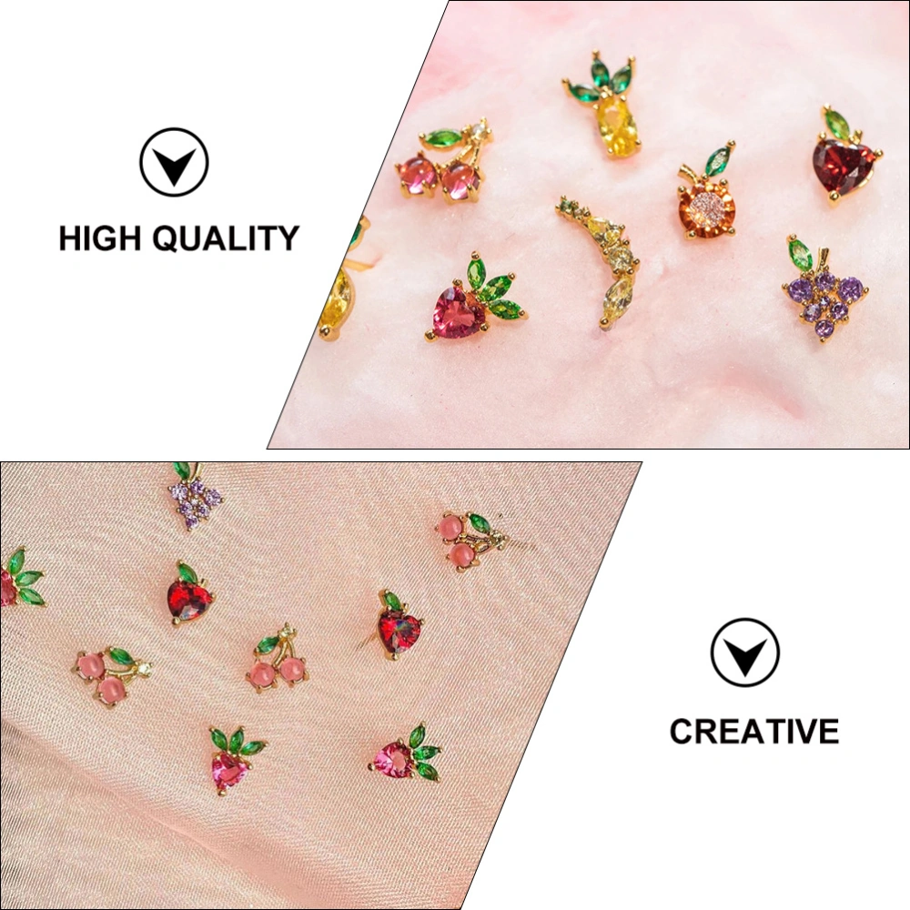 5Pairs Fruit Themed Ear Studs Fashion Versatile Earrings Women Jewelries