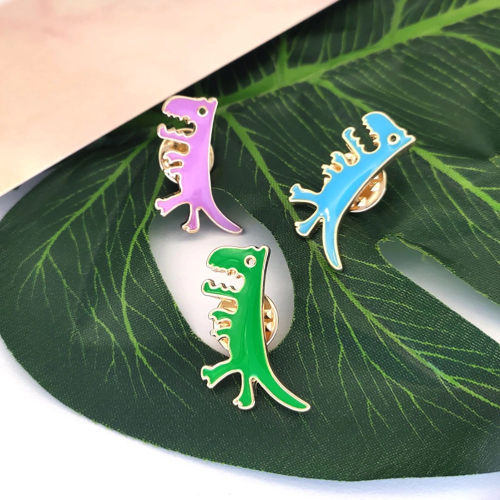 3Pcs Creative Brooches Dinosaur Shape Animals Drip Oil Brooches Clothes Badge Funny Corsage Jewelry Lapel Backpack Enamel