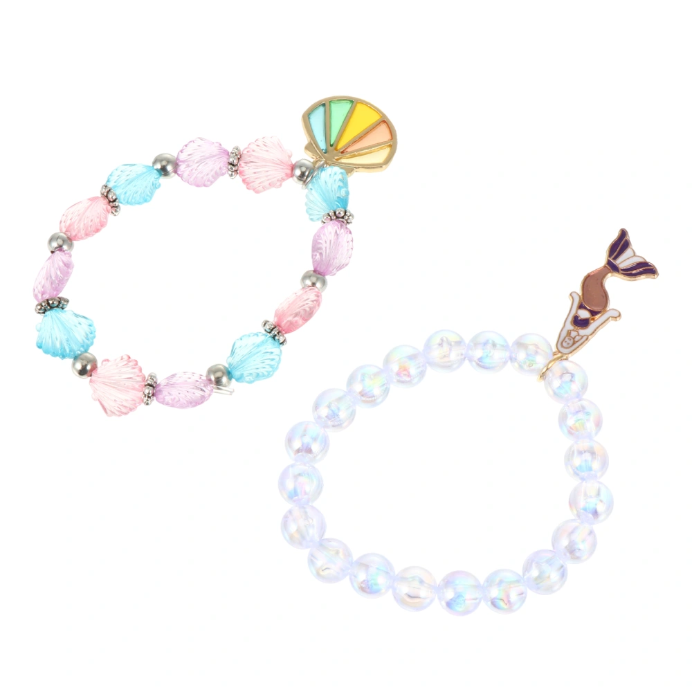 2pcs Seashell Bracelet Kid Wrist Decoration Exquisite Acrylic Beads Bracelets