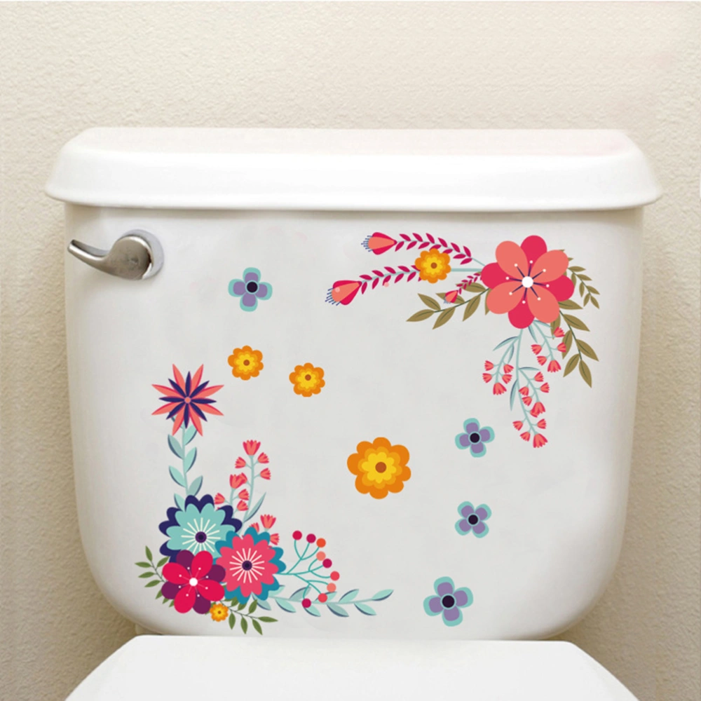 Creative Toilet Stickers Waterproof Flowers Stickers Self-Adhesive Decal for Refrigerator Washing Machine Bathroom Decoration (MH02)