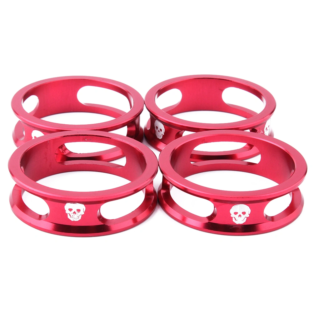 4PCS 28.6MM Mountain Bike Road Bike Fold Able Bike Aluminum Alloy Washer Spacers Gasket Fork Headset Parts(Red)