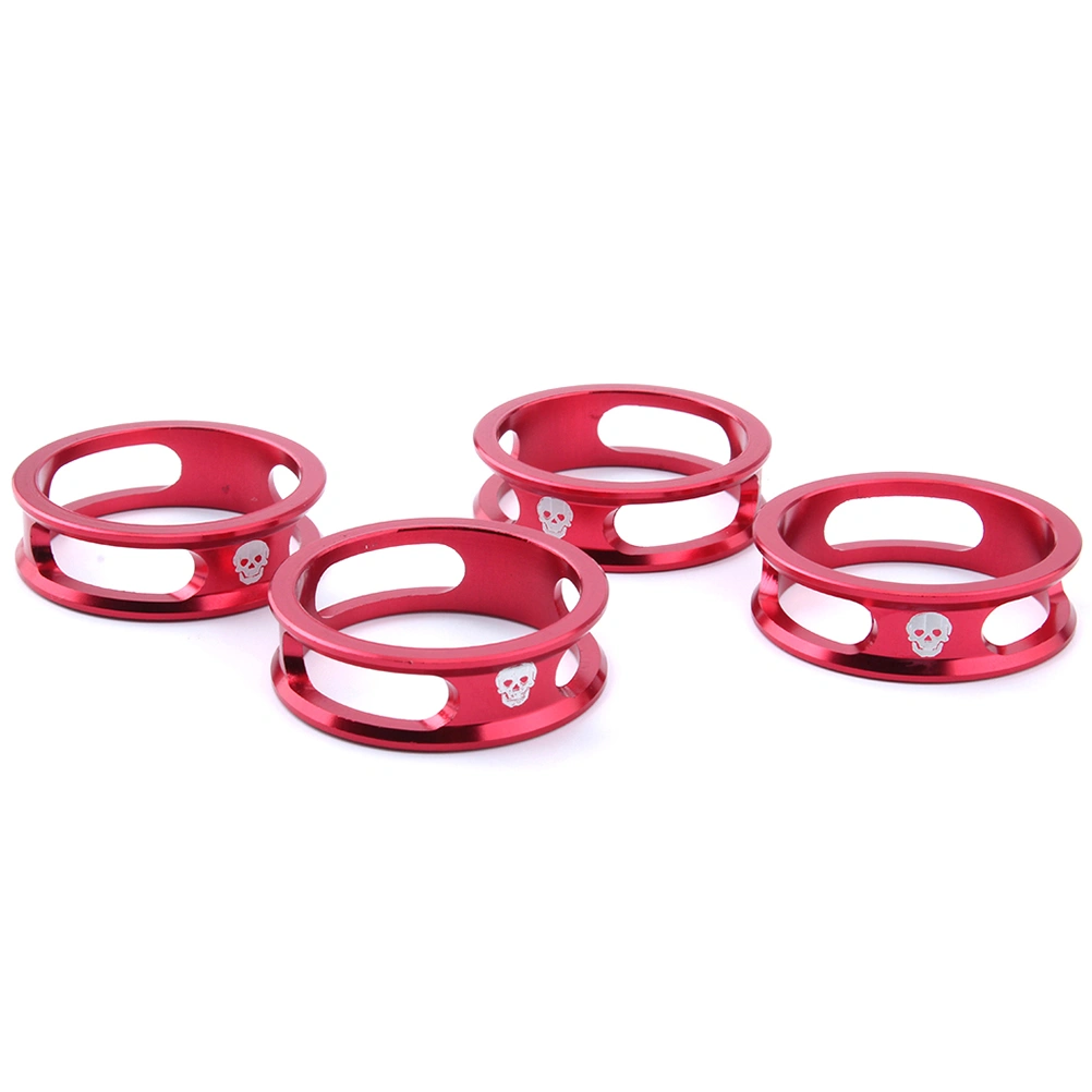 4PCS 28.6MM Mountain Bike Road Bike Fold Able Bike Aluminum Alloy Washer Spacers Gasket Fork Headset Parts(Red)