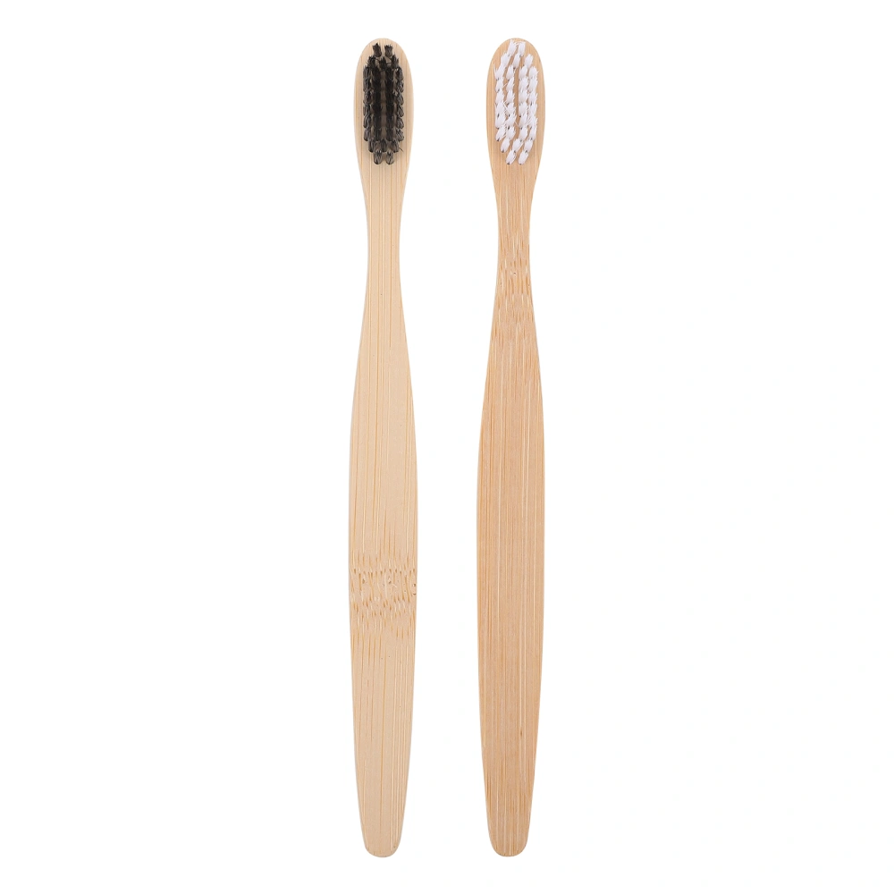 2pcs Natural Bamboo Toothbrushes Flexible Bristles Tooth Brush for Adults