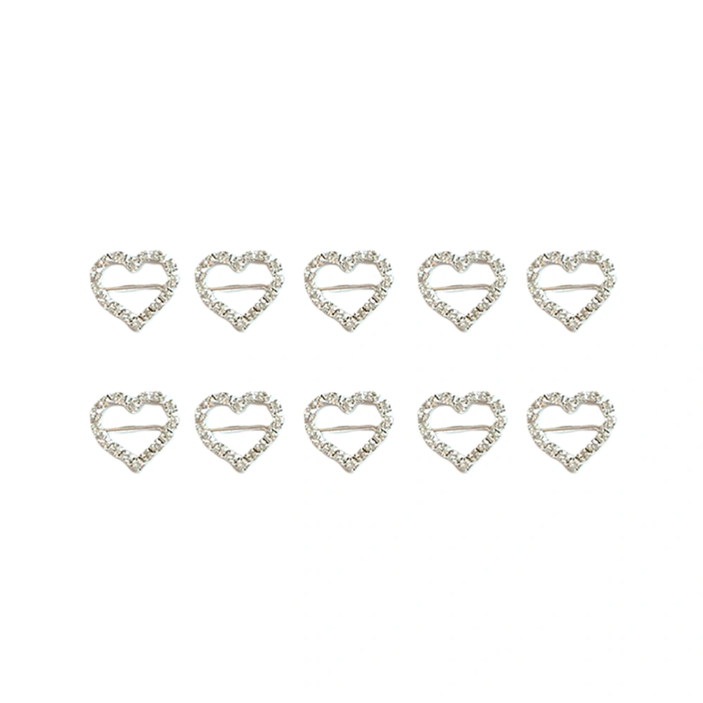 10pcs Alloy Rhinestone Buckle Fashion Alloy Buckle Clothes Alloy Accessories Headwear Alloy Decor (Love Heart Style)