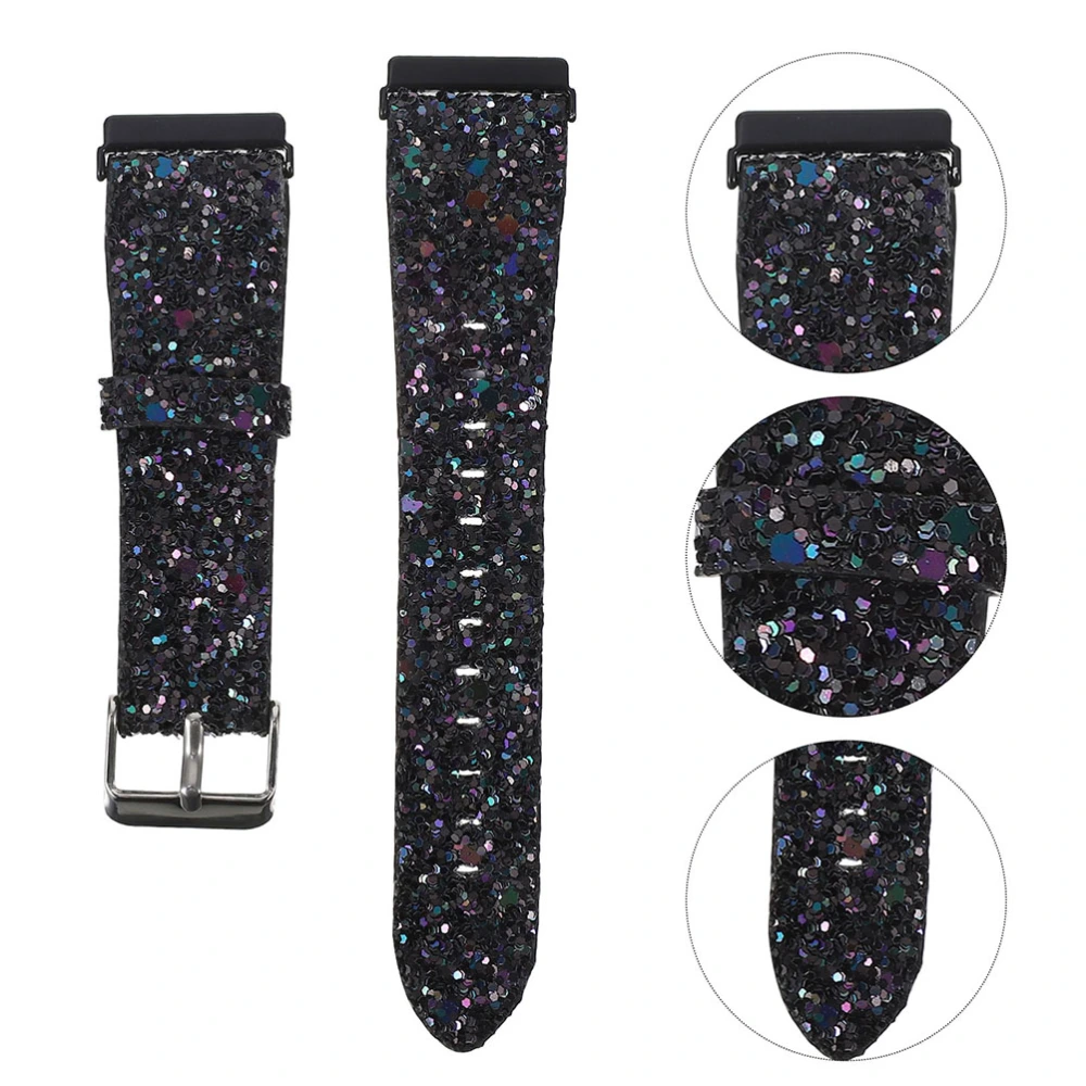 1Pc Glitter Watch Strap Fashion Leather Watchband Compatible with Fitbit Versa