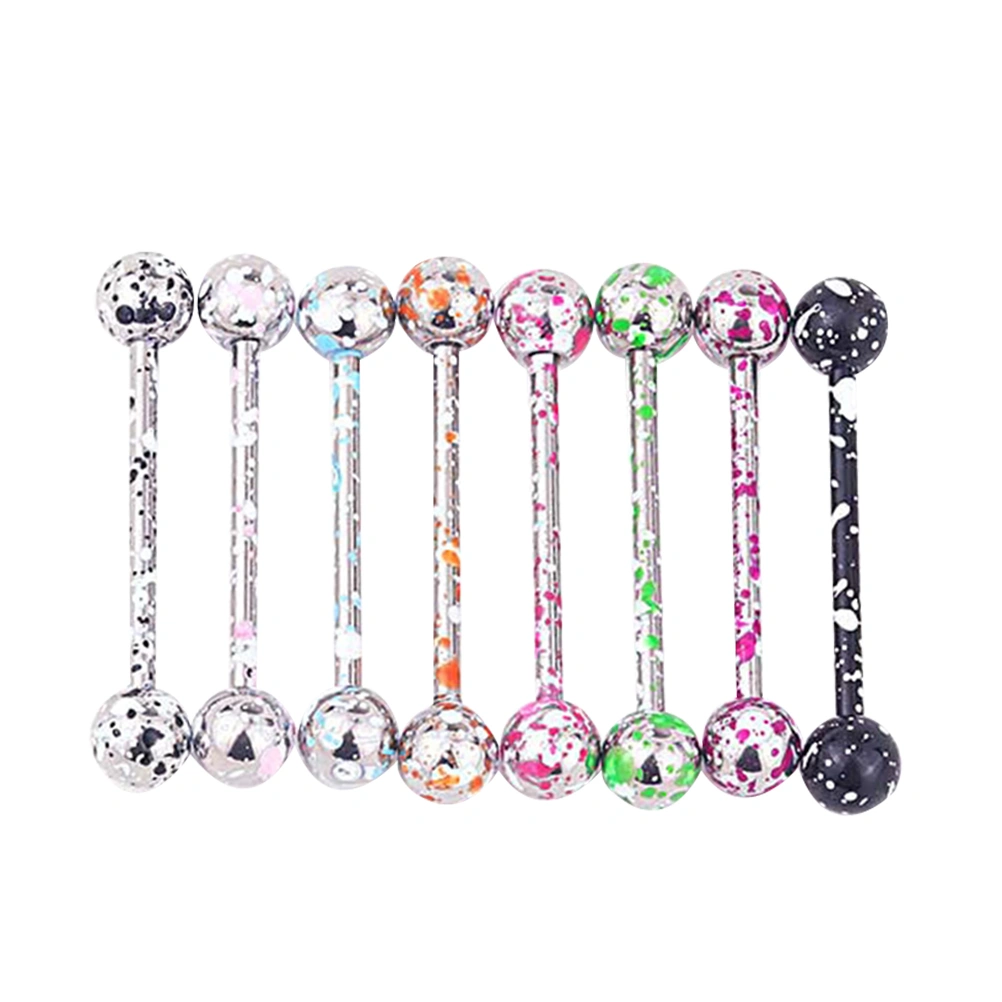 8pcs Human Body Piercing Jewelry Rings Tongue Rings Double-headed Ball Paint Stainless Steel Barbell Rings Body Piercing Jewelry (8pcs Painted Tongue Rings)
