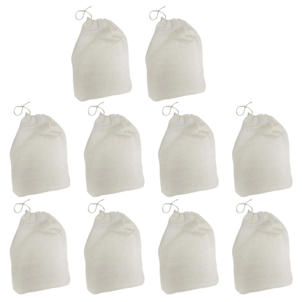 10PCS 6x8cm Cotton Reuseable Drawstring Bags Strainer Filter Bag For Nut Milk Tea Fruit Juice