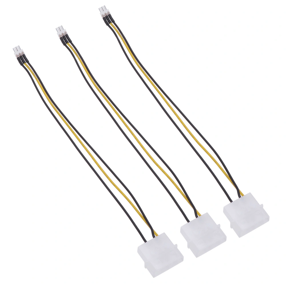 3pcs 4-Pin to 3-Pin PC Computer Case Fan Splitter Extension Cord Power Connector Adapter Cable