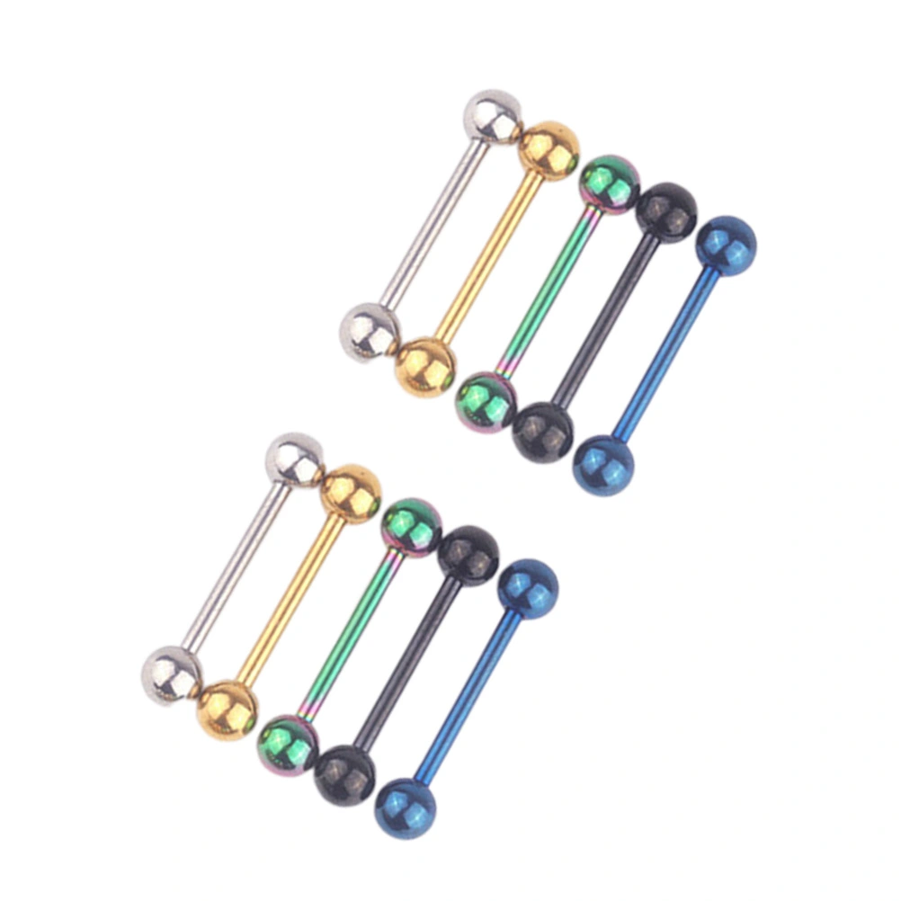 10pcs Stainless Steel Tongue Rings Straight Barbells Piercing Tongue Bars Jewelry Accessories