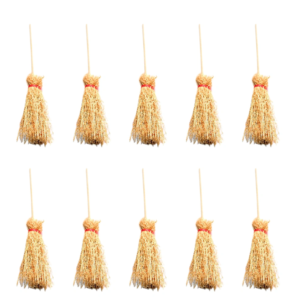 10Pcs Doll House Brooms Micro Landscape Decor Mini Broom Ornaments Gift