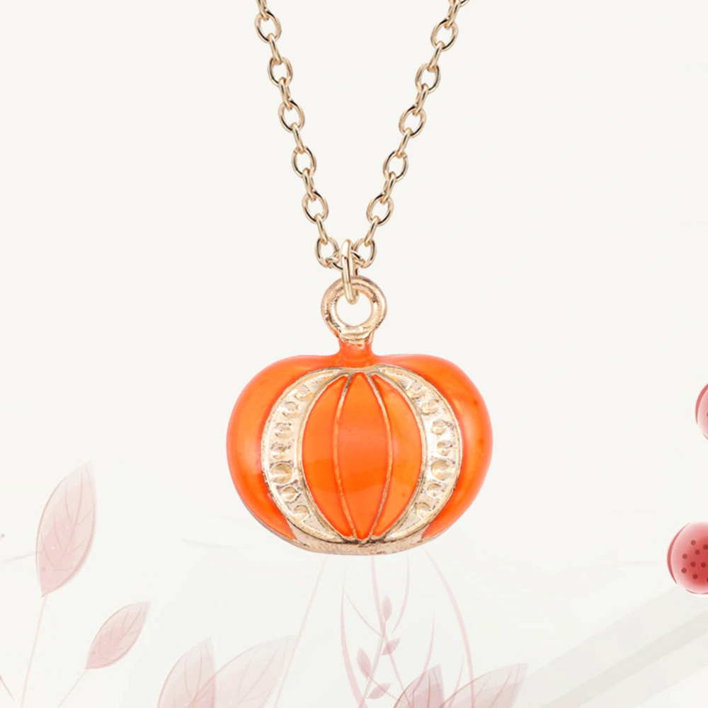 2PCS Halloween Unisex Pumpkin Necklace Creative Style Pumpkin Pattern Pendant Hanging Necklace (Orange)