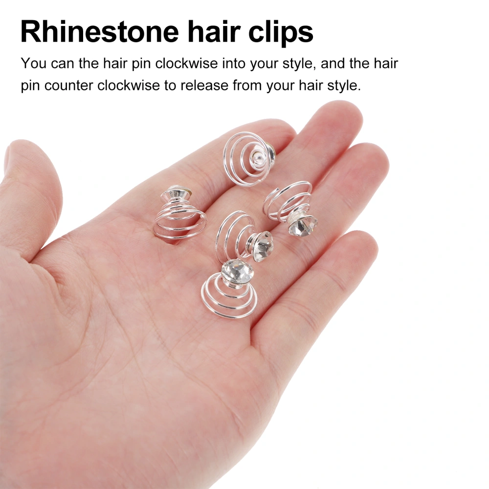 12pcs Mini Rhinestone Spiral Hair Hair Clips for Wedding Bridal Prom Party Decor