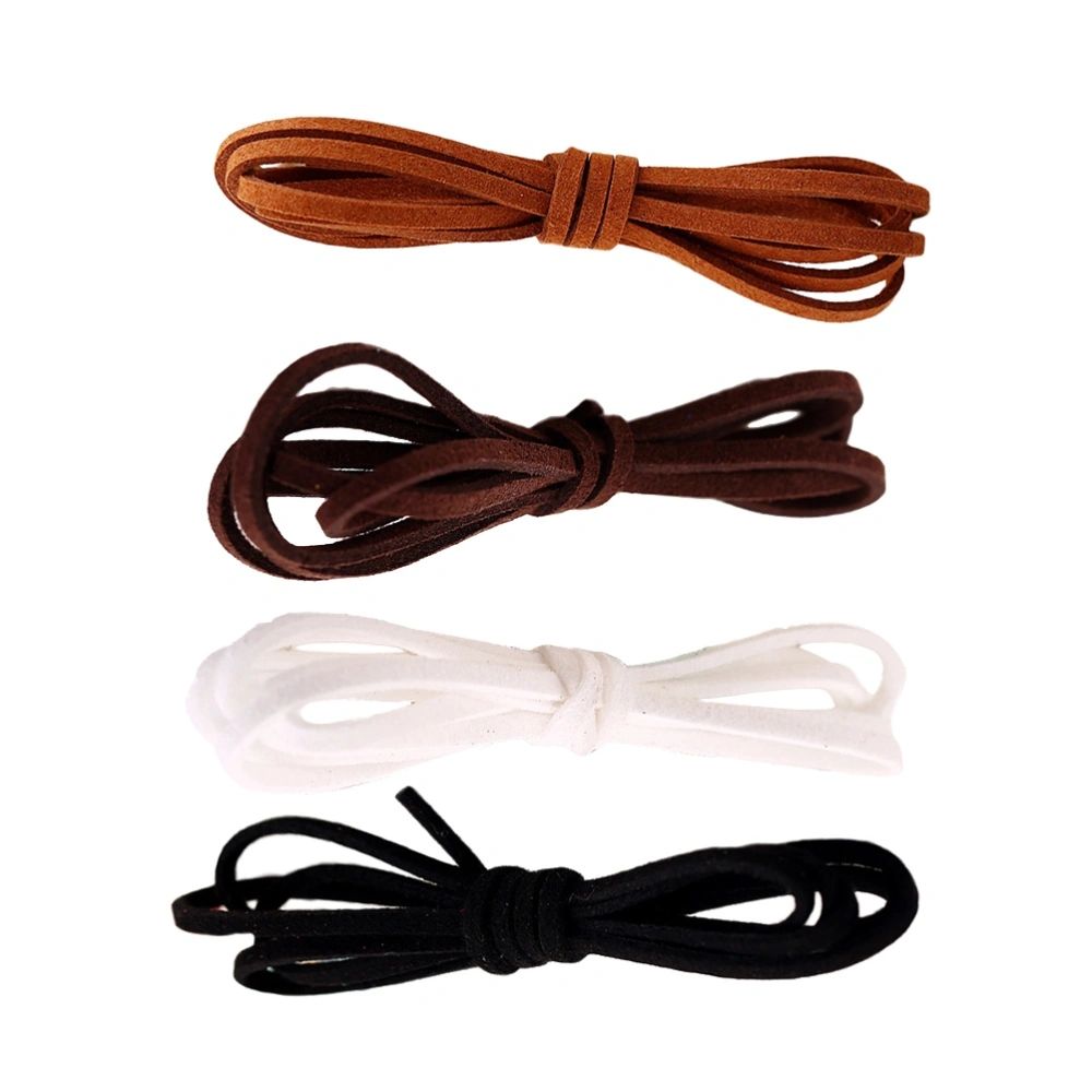 4 Bundles Flat Leather Lace Beading Thread for Necklace Bracelet Anklet Making(Black, Brown, White and Khaki)