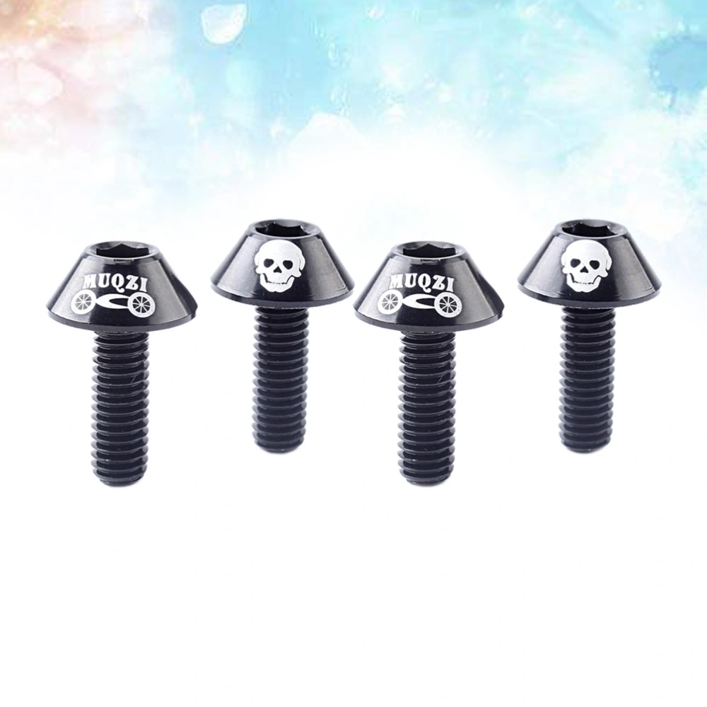 4pcs Mountain Bike Brake Screw Aluminum Alloy Foldable Cycling V Brake Bolts (Black)