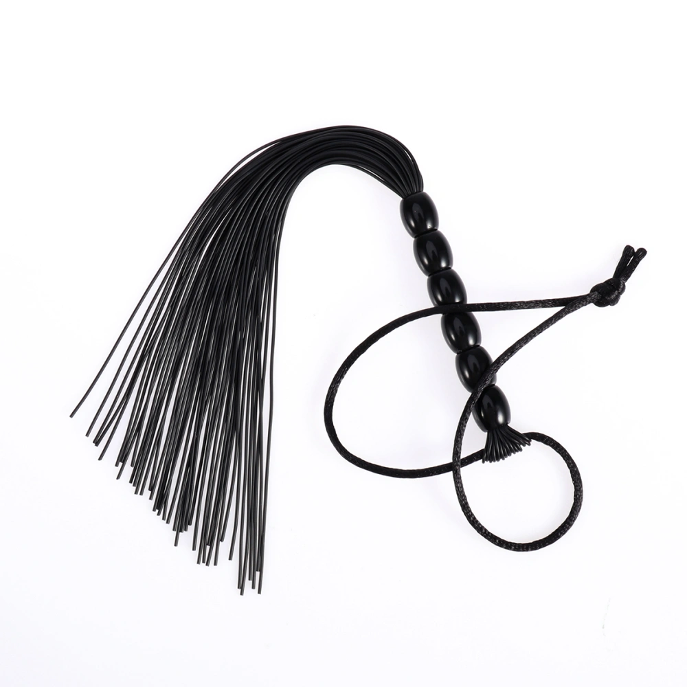 LUOEM Tassels Rubber Whip for Role Play Adult Games Costume Accessory Couples Sex Toy (Black)