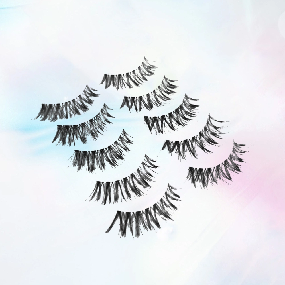 5 Pairs False Eyelashes Lengthened Eye End Natural Cross Dense Lashes Extension for Women Girls (101303)