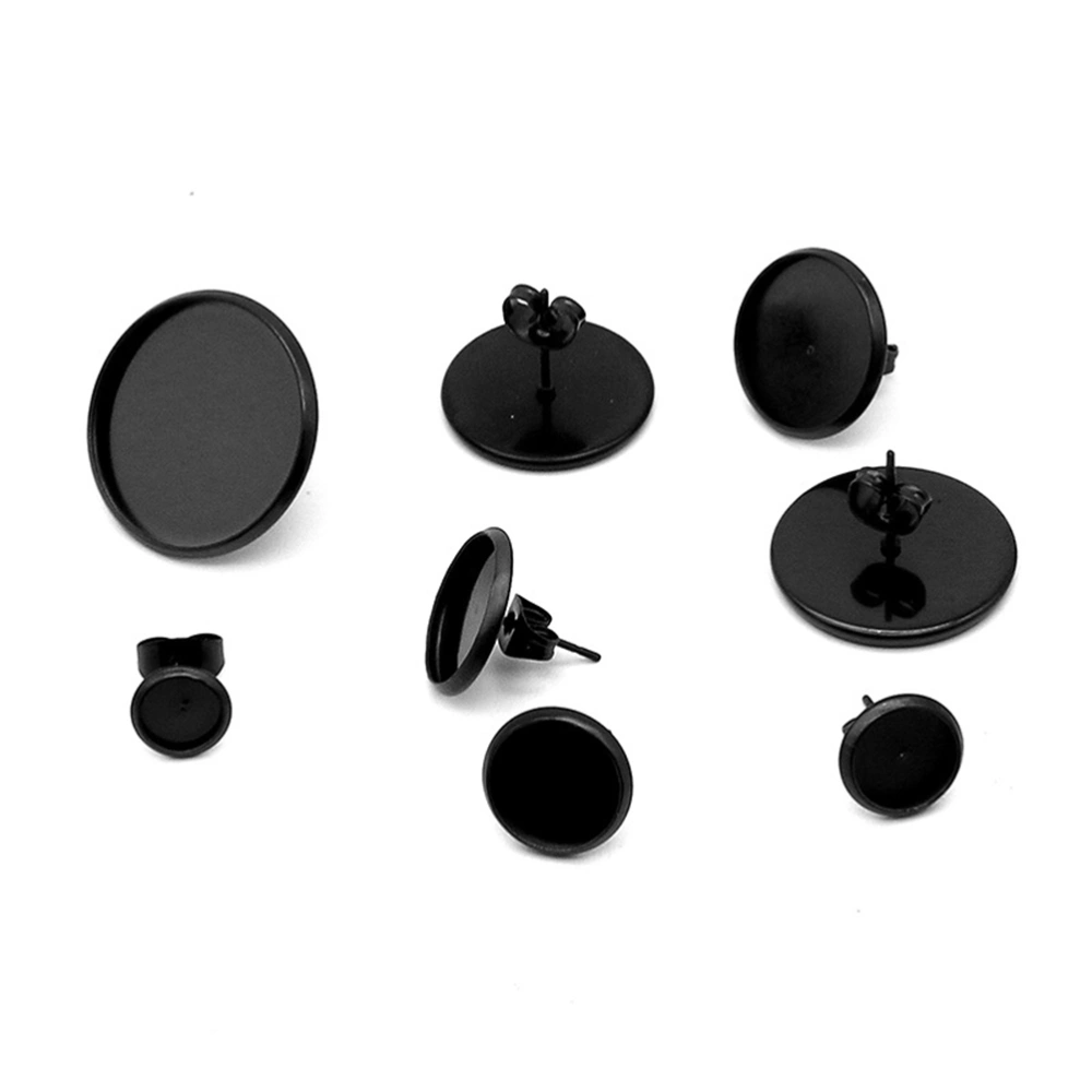 10PCS Ear Studs Base DIY Jewelry Accessory Creative DIY Ear Studs Cork Base Stainless Steel Black Earrings Making Tray Round Earrings Accessories with Ear Stopper for DIY Earrings Making Black Size 18MM